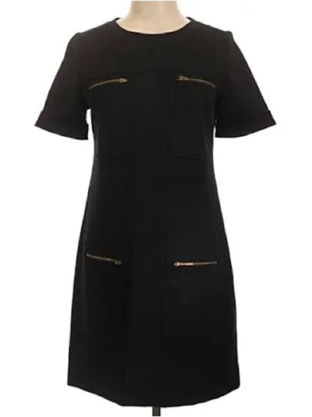J Crew Black Zipper Ponte Mini Dress with Gold Zipper Hardware Dress Size 2 - Picture 4 of 11